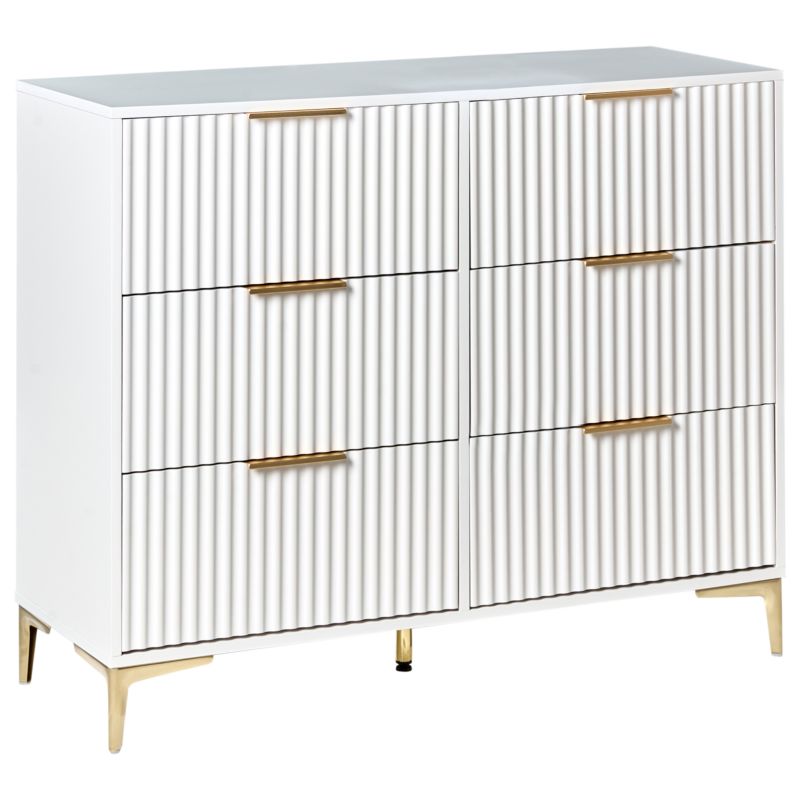 Kommode 6 Skuffer Walcott Hvid 108x40x89 cm