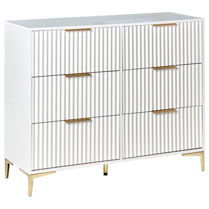 Kommode 6 Skuffer Walcott Hvid 108x40x89 cm