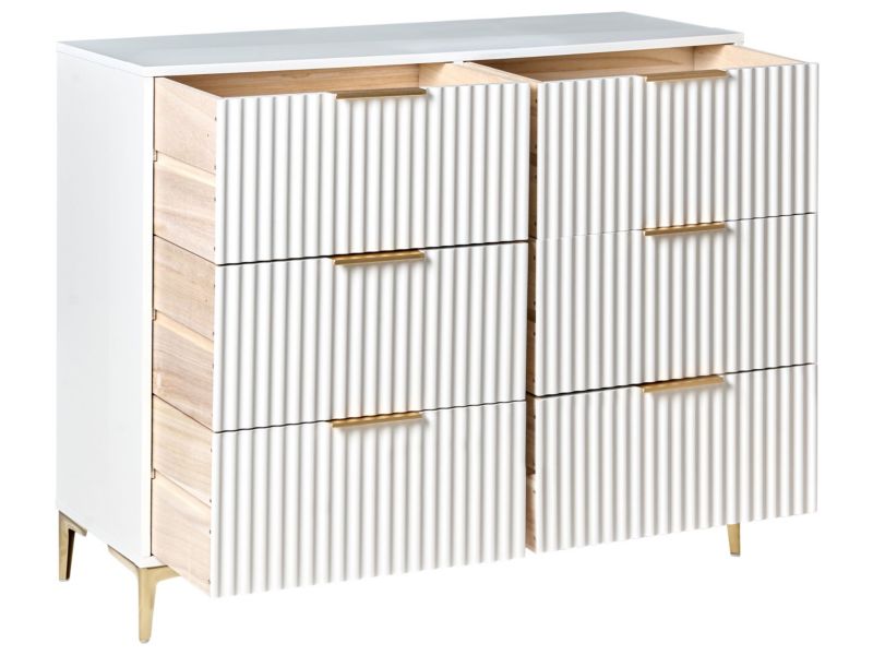 Kommode 6 Skuffer Walcott Hvid 108x40x89 cm