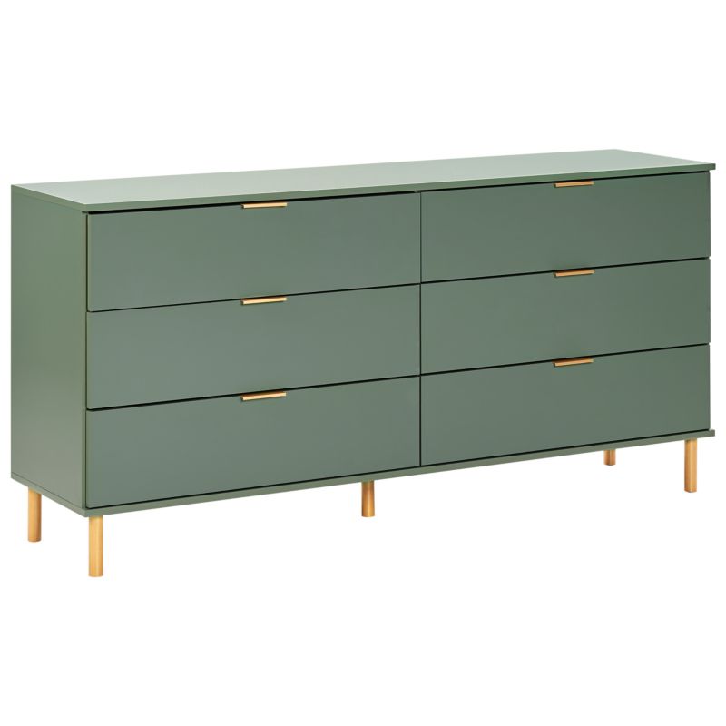 Kommode Walpole 6 Skuffer 158 cm Grøn