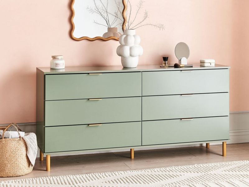 Kommode Walpole 6 Skuffer 158 cm Grøn