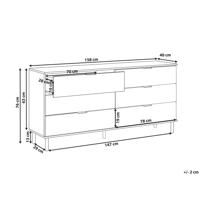 Kommode Walpole 6 Skuffer 158 cm Grøn