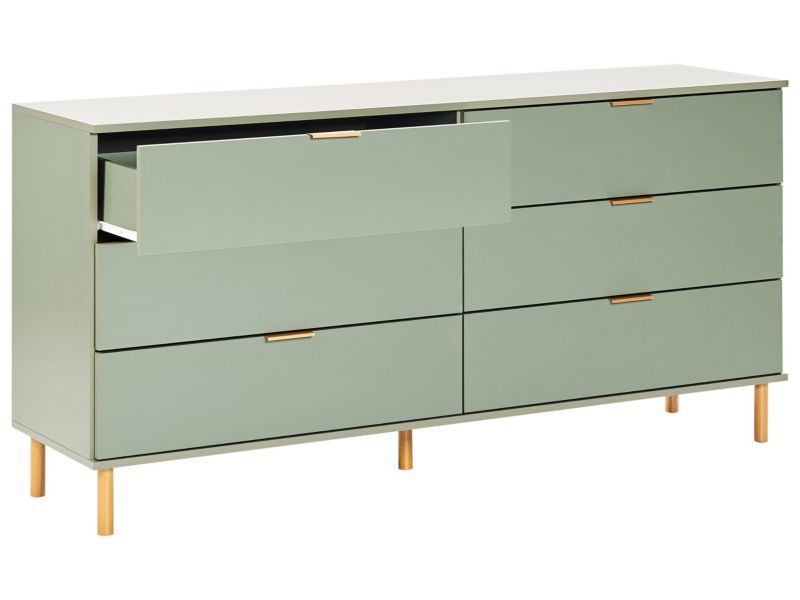 Kommode Walpole 6 Skuffer 158 cm Grøn