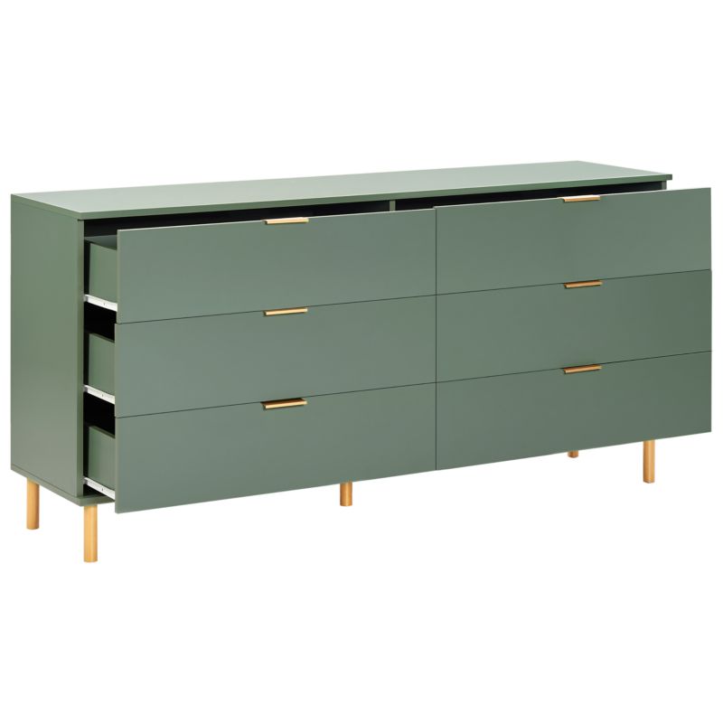 Kommode Walpole 6 Skuffer 158 cm Grøn