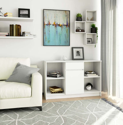 Akord B17 kommode hvid 120 cm 1 dør 1 skuffe mat hvid farve 6 hylder 120x40x77 cm 1 stk.