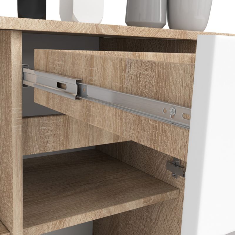 Kommode Akord B17 Eg Sonoma 120 cm 1 dør 1 skuffe hvid mat 6 hylder 120x40x77 cm 1 stk.