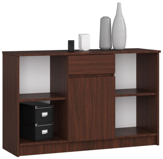Kommode Akord B17 Wenge 120 cm 1 dør 1 skuffe mat Wenge farve 6 hylder 120x40x77 cm 1 stk.