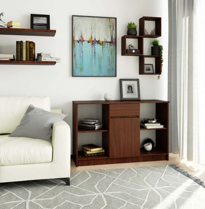 Kommode Akord B17 Wenge 120 cm 1 dør 1 skuffe mat Wenge farve 6 hylder 120x40x77 cm 1 stk.