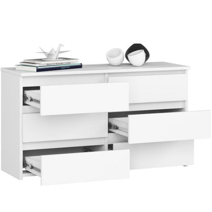 Kommode CL100 100 cm Hvid Mat 6 Skuffer