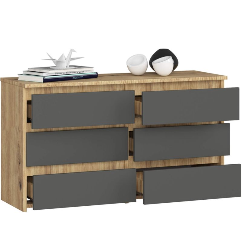 Kommode Akord CL100 Artisan Eg 100 cm 6 skuffer mat grafitgrå 100x35x57 cm 1 stk.