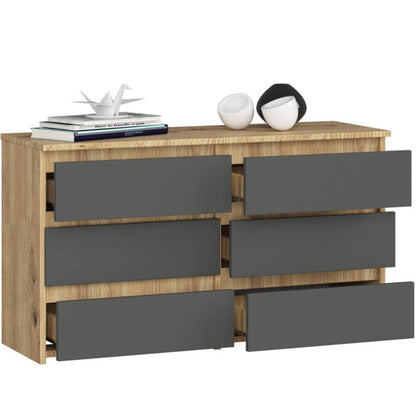 Kommode Akord CL100 Artisan Eg 100 cm 6 skuffer mat grafitgrå 100x35x57 cm 1 stk.