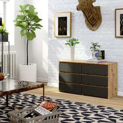 Kommode Akord CL100 Artisan Eg 100 cm 6 skuffer mat grafitgrå 100x35x57 cm 1 stk.