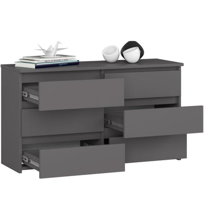 Kommode Akord CL100 Grafitgrå 100 cm med 6 skuffer, mat grafitgrå, 100x35x57 cm, 1 stk.