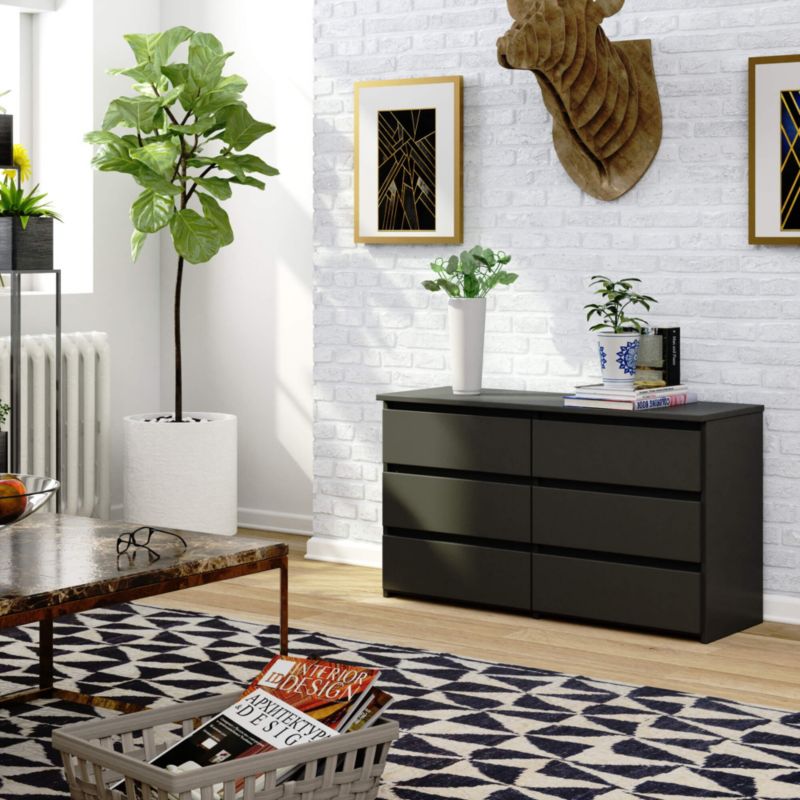 Kommode Akord CL100 Grafitgrå 100 cm med 6 skuffer, mat grafitgrå, 100x35x57 cm, 1 stk.