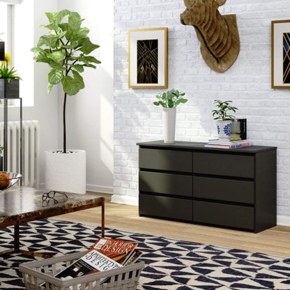 Kommode Akord CL100 Grafitgrå 100 cm med 6 skuffer, mat grafitgrå, 100x35x57 cm, 1 stk.