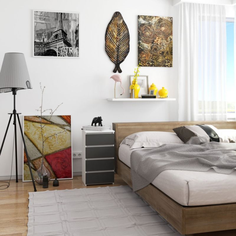 Kommode Akord CL4 hvid 40 cm med 4 skuffer, grafitgrå mat, 40x35x74 cm, 1 stk.