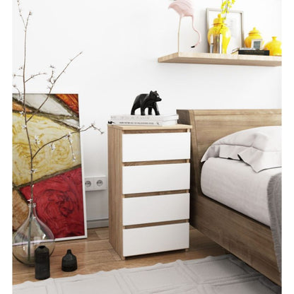 Komoda CL4 Eg Sonoma 40 cm 4 skuffer Hvid Mat 40x35x74 cm