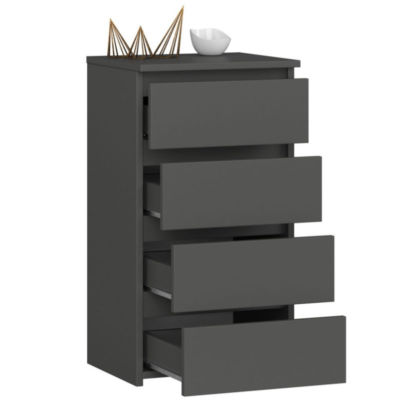 Kommode Akord CL4 Grafitgrå 40 cm med 4 skuffer, mat grafitgrå, 40x35x74 cm, 1 stk.