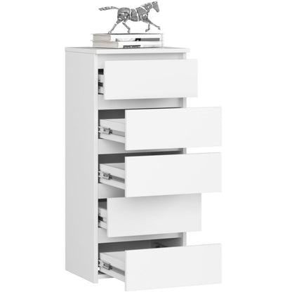 Kommode CL5 40 cm Hvid Mat 5 Skuffer 40x35x92 cm
