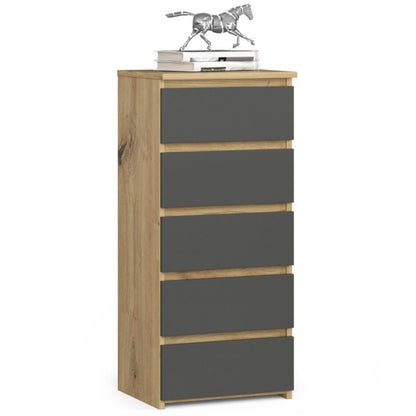 Kommode Akord CL5 Artisan Eg 40 cm 5 skuffer mat grafitgrå 40x35x92 cm 1 stk.