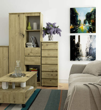 Kommode Akord CL6 Artisan Eg 40 cm 6 skuffer farve Artisan Eg mat 40x35x109 cm 1 stk.