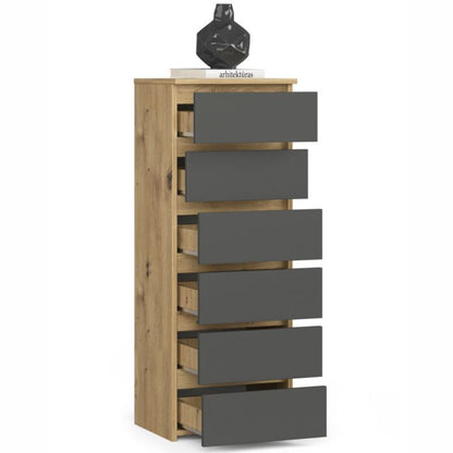 Kommode Akord CL6 Eg Artisan 40 cm 6 skuffer mat grafitgrå 40x35x109 cm 1 stk.