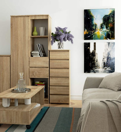 Kommode Akord CL6 Eg Sonoma 40 cm 6 skuffer front i farven Eg Sonoma mat 40x35x109 cm 1 stk.