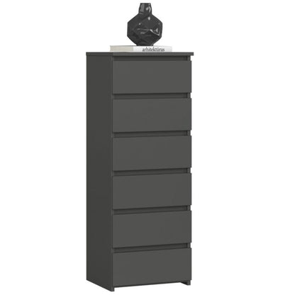 Kommode Akord CL6 Grafitgrå 40 cm 6 skuffer mat 40x35x109 cm 1 stk.