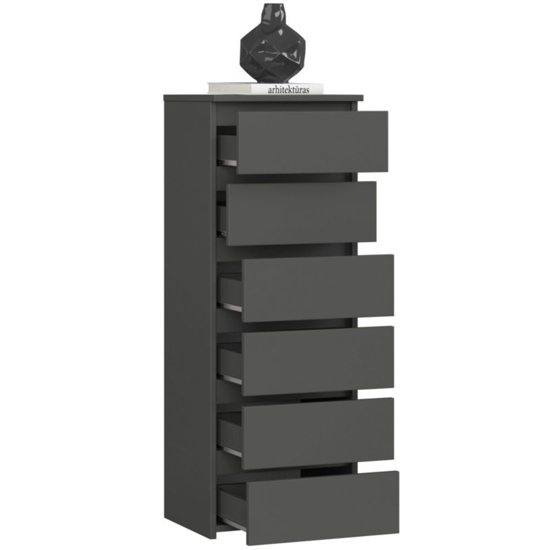 Kommode Akord CL6 Grafitgrå 40 cm 6 skuffer mat 40x35x109 cm 1 stk.