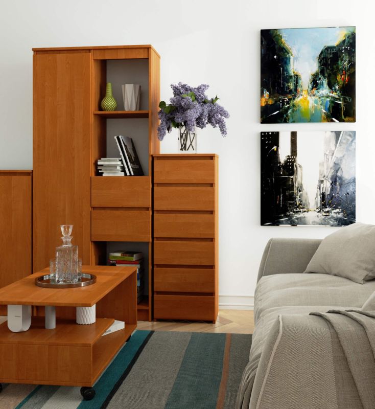 Kommode Akord CL6 Olieret Ask 40 cm 6 skuffer mat ask 40x35x109 cm 1 stk.