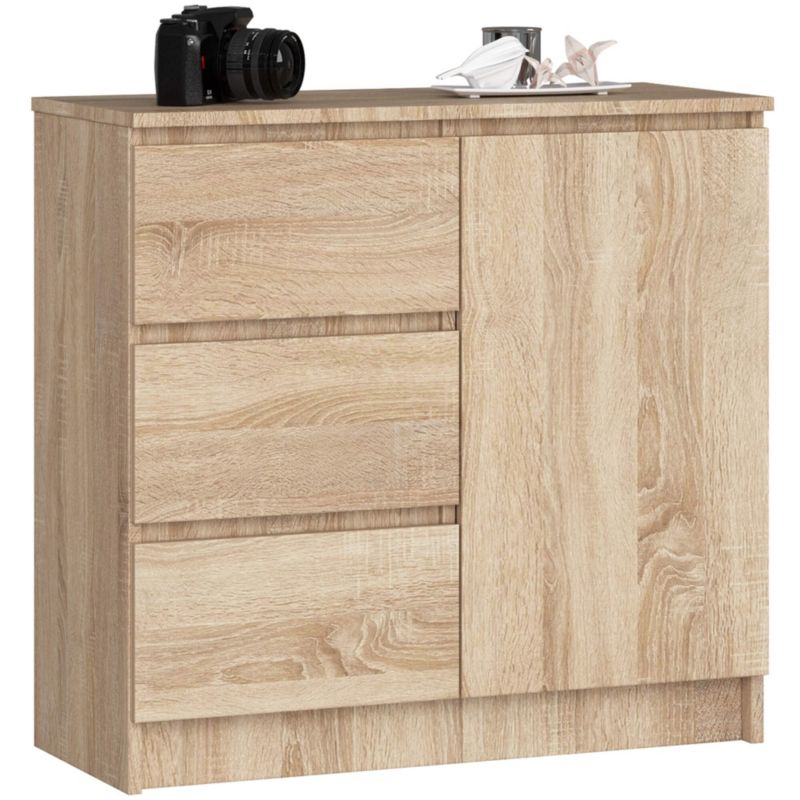 Komoda Jerry 80 cm Eg Sonoma Mat 1 Låge 3 Skuffer 2 Hylder
