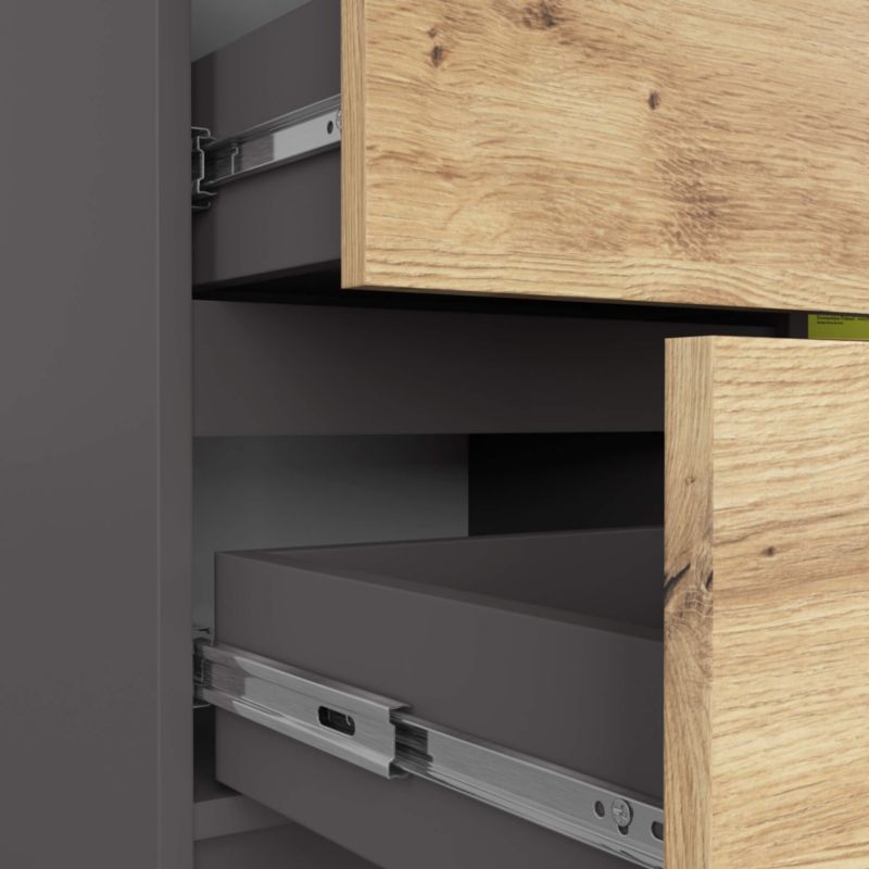 Kommode Akord Jerry Grafitgrå 80 cm 1 dør 3 skuffer farve Artisan eg mat 2 hylder 80x35x77 cm 1 stk.