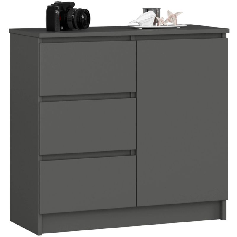 Komoda Jerry 80 cm Grafit Mat 1 Dor 3 Skuffer