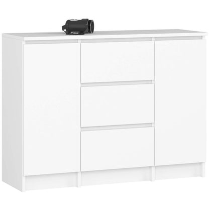 Komoda AKORD K100 Hvid Mat 101 cm 2 Låger 3 Skuffer 4 Hylder