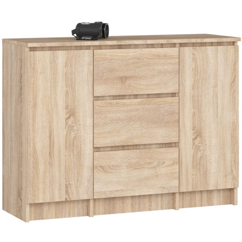 Kommode K100 101 cm Eg Sonoma Mat 2 Låger 3 Skuffer 4 Hylder