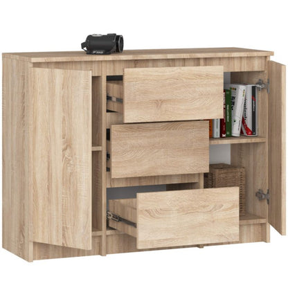 Kommode K100 101 cm Eg Sonoma Mat 2 Låger 3 Skuffer 4 Hylder