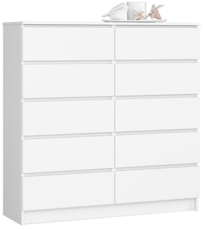 Kommode Akord K120 120 cm Hvid Mat 10 Skuffer