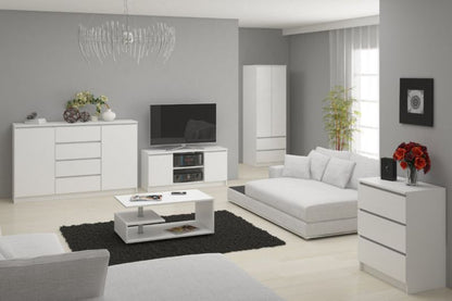 Kommode K120 120 cm Hvid Mat 8 Skuffer 120x40x99 cm