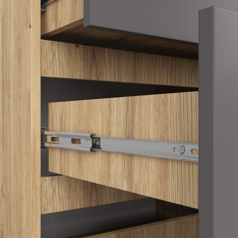 Akord K120 kommode i Artisan eg med 10 skuffer, grafitgrå mat, 120x40x121 cm, 1 stk.