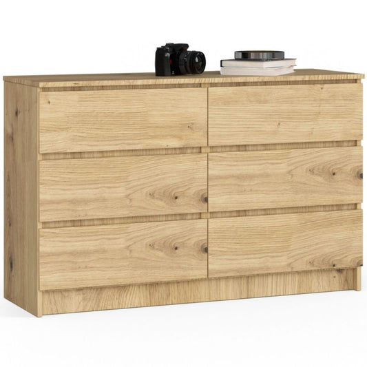 Kommode Akord K120 Eg Artisan 120 cm 6 skuffer farve Eg Artisan mat 120x40x77 cm 1 stk.