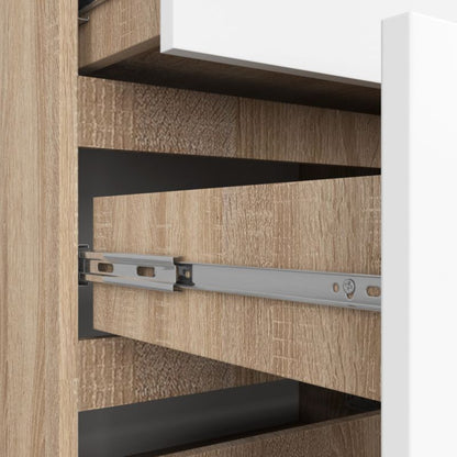 Akord K120 kommode i Sonoma eg 120 cm med 10 skuffer, mat hvid, 120x40x121 cm, 1 stk.