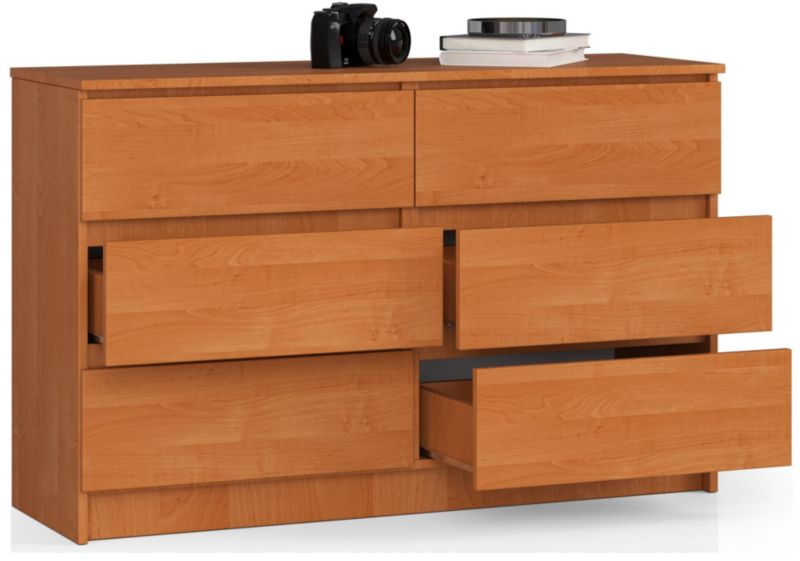 Kommode Akord K120 Olieret 120 cm med 6 skuffer i mat olieret finish 120x40x77 cm, 1 stk.