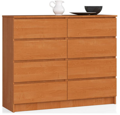 Akord K120 kommode i oliet ask 120 cm med 8 skuffer, mat oliet ask, 120x40x99 cm, 1 stk.