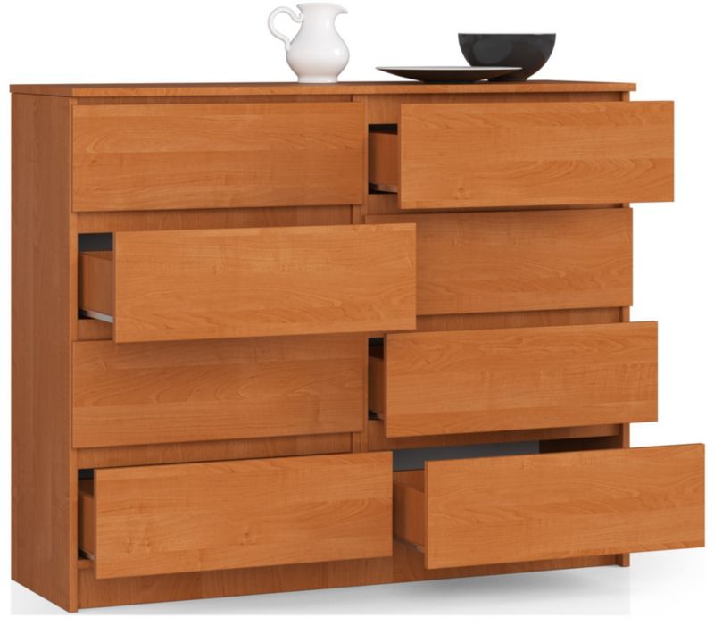 Akord K120 kommode i oliet ask 120 cm med 8 skuffer, mat oliet ask, 120x40x99 cm, 1 stk.