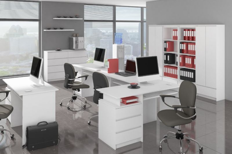 Akord K140 kommode hvid 138 cm med 6 skuffer mat hvid 138x40x77 cm 1 stk.