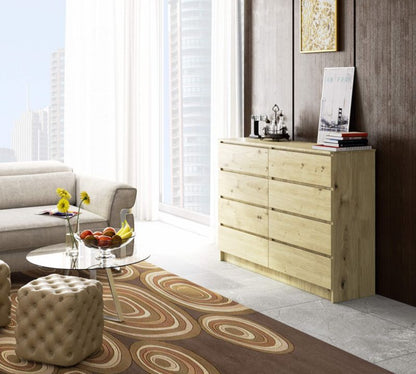 Kommode Akord K140 Eg Artisan 138 cm 8 skuffer farve Eg Artisan mat 138x40x99 cm 1 stk.