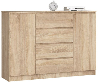 Komoda Akord K140 Eg Sonoma 138 cm 2 Låger 4 Skuffer Mat 4 Hylder 138x40x99 cm