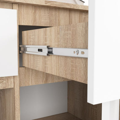 Kommode Akord K140 Eg Sonoma 138 cm 3 døre 3 skuffer hvid mat 6 hylder 138x40x99 cm 1 stk.