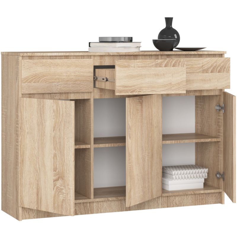 Komoda Akord K140 138 cm Eg Sonoma Mat 3 Låger 3 Skuffer 6 Hylder