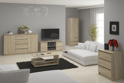 Kommode Akord K140 Eg Sonoma 138 cm 8 skuffer farve Eg Sonoma mat 138x40x99 cm 1 stk.